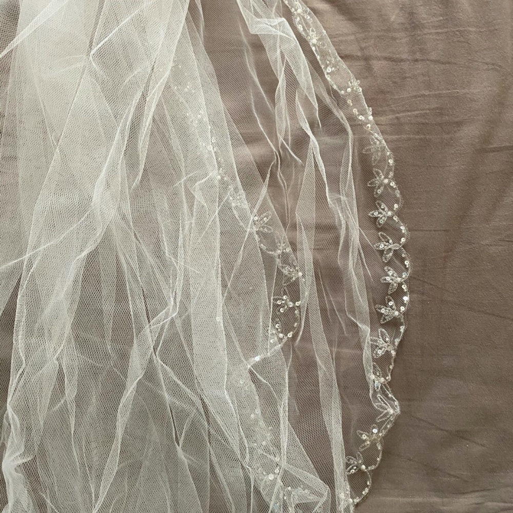 Wedding, Off-White Satin w/ Lace Inlay - Picture 8 of 8